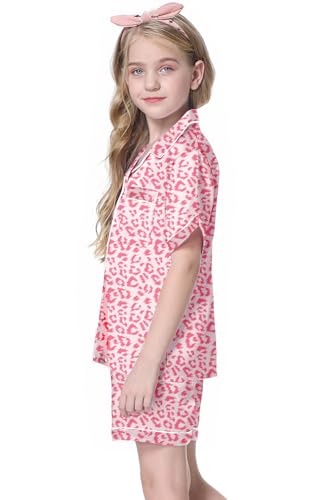 Image of Girls & Womens Satin Pajamas Set, Silk Button-Down Sleepwear 2 Piece Nightwear, 3 Years - Women XXL