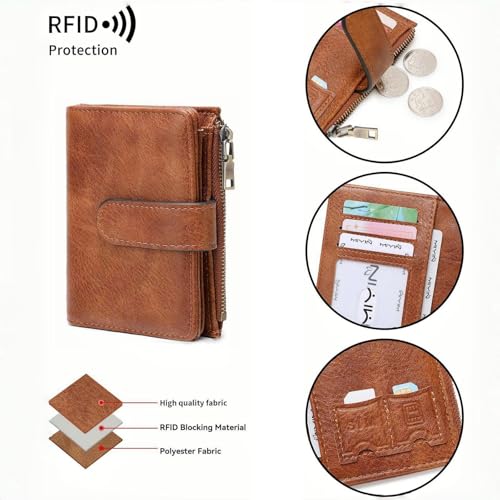 Wallet Women Small Leather RFID Blocking Credit Card Wallet Bifold Compact Ladies Purse with Zipper Coin Pocket2