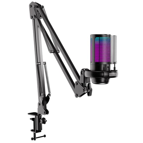 Kraken Echo RGB USB Condenser Microphone for Gaming, Podcast & Streaming for PC, PS5, PS4, MAC, Laptops. Touch Mute - Gain Knob - Monitoring - Controllable RGB - PC Gaming Mic with Boom Arm (Black)