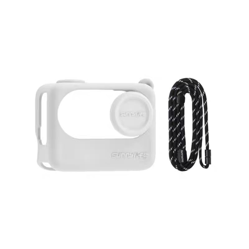 for Insta360 Go 3S Charging Compartment Silicone Cover+Lens Caps+Hanging Rope, Waterproof,Scratch-Resistant,Dirt-Resistant,Portable Vlogging Camera Lens Protection Accessories Set of 3 (White)