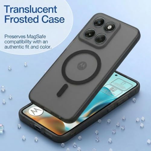 Image of DIZORO Matte Case for Motorola Edge 70 Compatible with MagSafe, Camera Lens Full Protection, Shockproof Translucent Frosted TPU Soft Phone Cover, Anti-Fingerprint (Black)