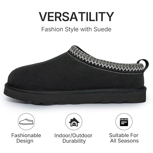 ATHMLIE Mens Slippers Tasman House Slippers for Men Short Ankle Mini Suede Boots for Outdoor Indoor Non Slip Thin Sole Warm Fur Lined2