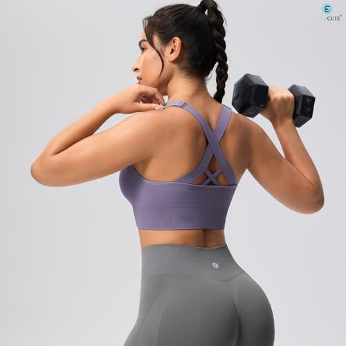 Image of Evercute Sports Bras for Women Padded Medium Support Criss Cross Strappy Bra Seamless High Impact Yoga Exercise Athletic Bras