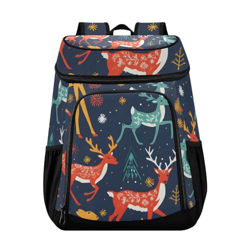 Reindeer Elk Forest Animal Cooler Backpack Cooler Insulated Leak Proof Lunch Backpack 36 Cans Waterproof Soft for Men Women Picnic Hiking Camping Beach