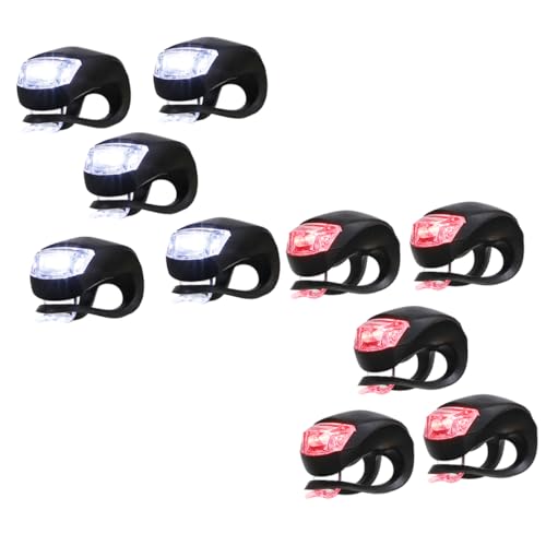 Mikikit Bike Tail Light Headlight Set 10pcs Silicone Bike Lights Waterproof for Night Riding