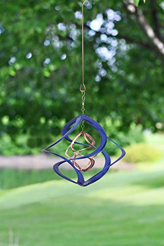 Red Carpet Studios 91093 14-Inch Cosmix Helix Wind Spinner, Deluxe With Hanger Blue & Copper Finish #TOP1