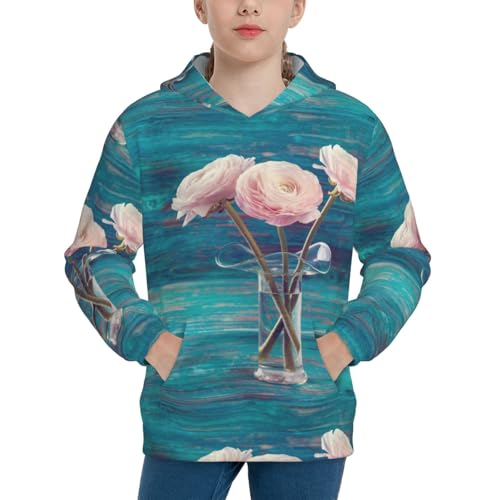 Flowers in Glass Vase Kid Hoodies Boys Sweatshirts Girls Pullover with Pocket