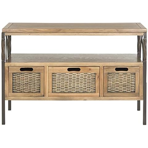 Safavieh Console Table with Antique Dark Walnut and Pewter Finish Cover