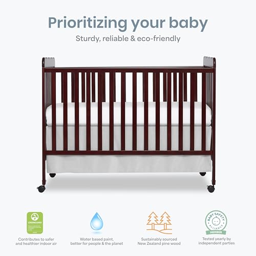 Image of Dream On Me Full Size Carson 3-in-1 Convertible Baby Crib, Locking Wheels | Portable & Converts to Toddler Bed & Daybed, 3 Adjustable Height, Wooden Crib, GREENGUARD Gold & BSA Verified, Espresso