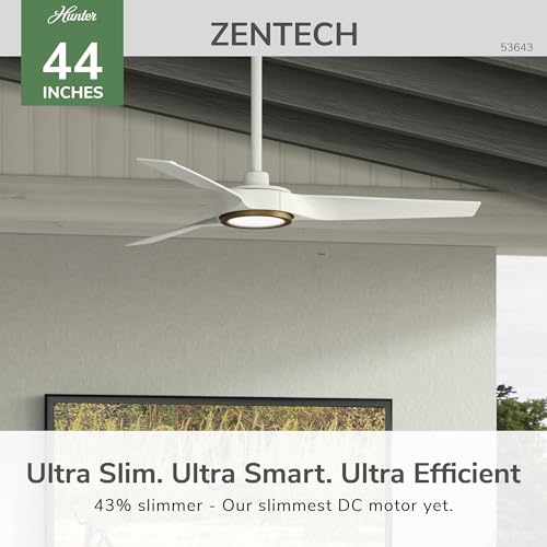 Image of Hunter 44 inch ZenTech Outdoor Smart Ceiling Fan, LED Light, Remote, White