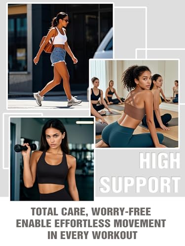 Image of Sports Bras for Women High Support, Multipack Padded Supportive Criss Cross Back Wireless Running Yoga Workout Bra