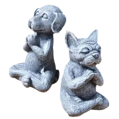 VICASKY 2stücke Niedliche Hundestatue PVC Meditierende Gartenfigur Für Innen Und Außendekoration Für Und Hundebesitzer