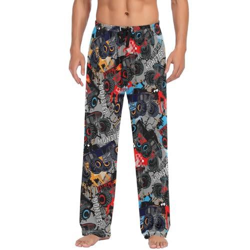 Monster Truck Race Car Pajama Pants Hippie Vintage Car Lounge Sleepwear PJs Men's Pajama Bottoms Sleep Pants XL