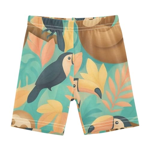 Toddler Biker Shorts for Girls Cotton Shorts for Under Dresses 4t Dance Clothes Cute Sloth Toucan Colorful Tropical