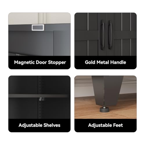 Image of COFaR 71 inch Black Metal Storage Cabinet for Office, Garage and Utility Room