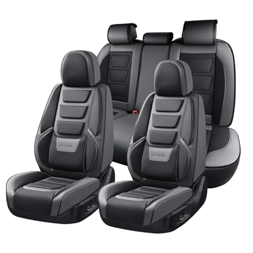 Image of Coverado Car Seat Covers Full Set, Seat Covers for Cars, Front Seat Covers and Back Seat Cover Waterproof Leather Automotive Seat Cover Universal Car Interior Protectors Cushion for Most Cars
