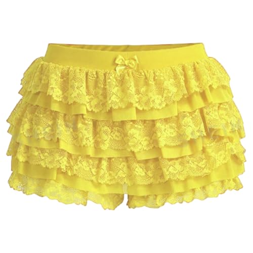 Mini jupe en dentelle Y2K avec short doux et taille élastique pour femmes