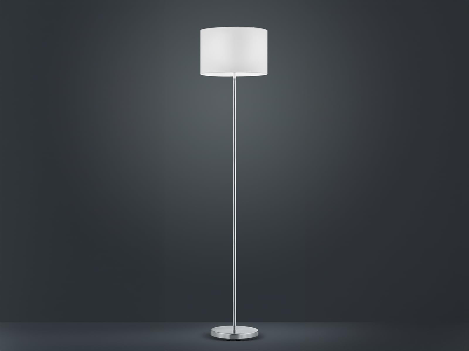Trio Leuchten LED Stehleuchte Hotel 401100101, Metall Nickel matt, Stoffschirm weiß, exkl. 1x E27