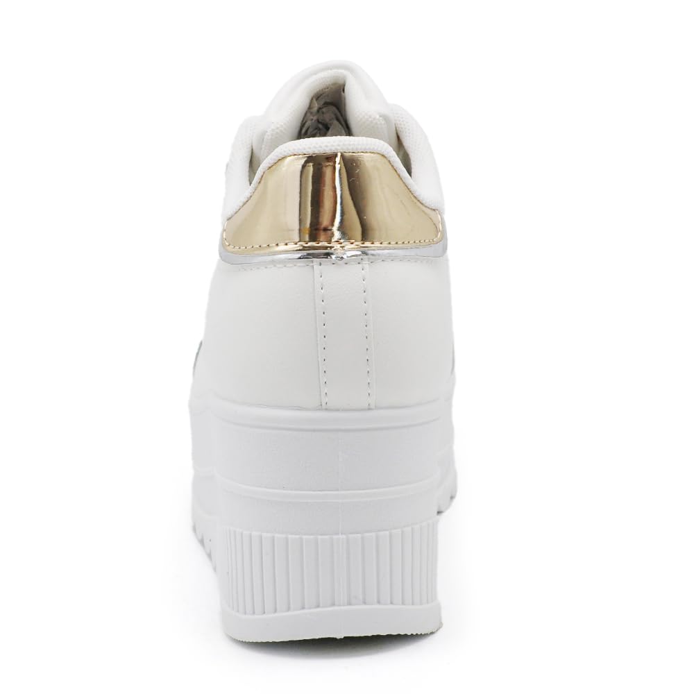 IF900-1 - Zapatillas deportivas para mujer, estilo casual, plataforma alta, color blanco