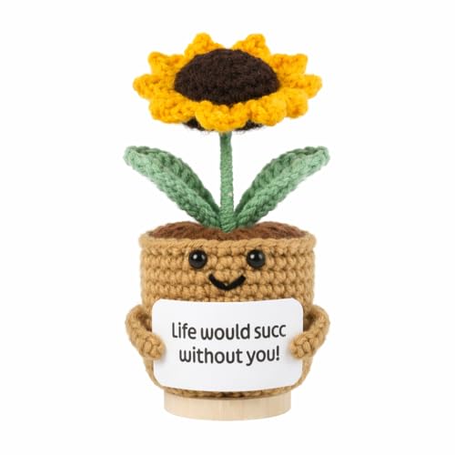 Namoot Life Would SUCC Without You Crochet Doll Desk Decor with Positive Words Inspirational Gifts for Women Friends Sister Mom Coworkers Knitted Wool Home Decor Accessories