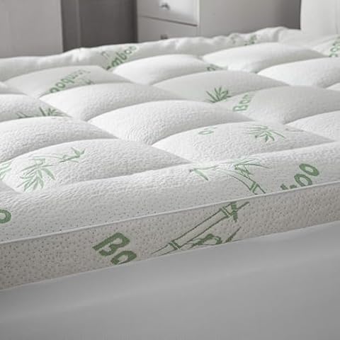 Cooling Mattress Topper - Queen Size | Plush Pad Mattress Topper for Back Pain Relief, 8-21" Deep Pocket | Viscose Made from Bamboo Pillow Top | Bedroom Essentials Cover
