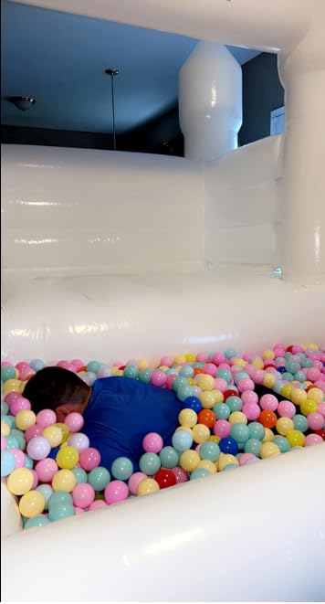 Inflatable White Bounce House Professional Mini Jumping Bouncy Castle Bouncer for Kids Party with Air Blower (8 * 10 * 8ft with a Ball Pit) - Image 7