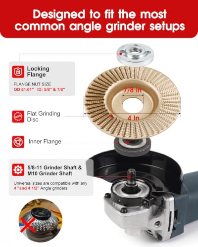 Image of 4 PCS Angle Grinder Wood Carving Disc Set Flat Grinding Polishing Wheel Pad