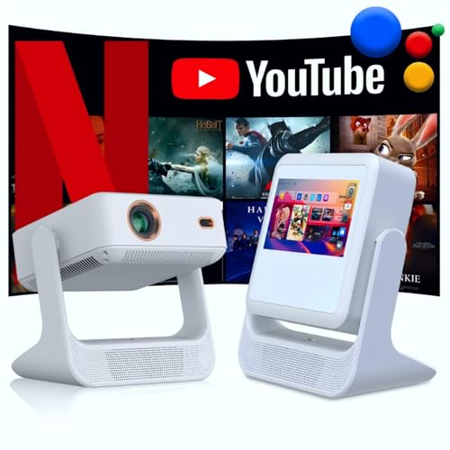 Image of 【Touch Screen/APP Store/800 ANSI/Auto Focus】Portable Projector, Full HD 4K Support Smart Video Projector, WiFi 6 Bluetooth for Home Theater/Gaming/Outdoor (180° Stand & 300 