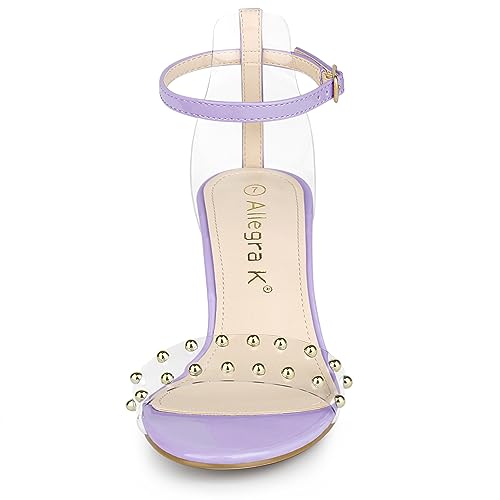 Allegra K Allegra K Women's Clear Block Heel Ankle Strap Light Purple Heeled Sandals 7.5 M US