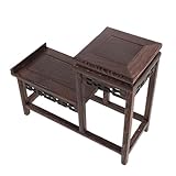 MUSISALY Soporte de Madera para Plantas Interior Pedestal Vintage de Dos para Bonsáis y Macetas Base Artesanal con Detalles Tallados Estante Compacto para Decoración de Hogar y Jardín