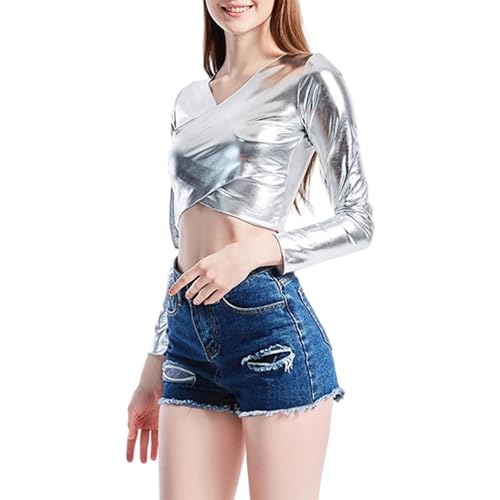 Chemisier à paillettes grandes tailles et haut de carnaval sexy cintré