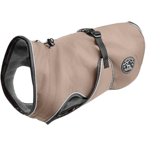 HUNTER Hundemantel UPPSALA, Farbe: taupe, 2in1 Design mit herausknüpfbarem Innenfutter, wasserabweisend, reflektierende Paspeln, geschlossene Bauchseite, optimaler Sitz, Größe: 25