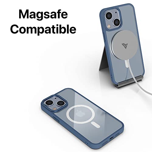 Image of Vaku Luxos Clear Armor MagPro for iPhone 14 Cover Case, Shockproof, Scratch Resistant, Slim, Thin, Military-Grade Metal Ring Camera Protection, Compatible with MagSafe Back Cover - Dark Blue