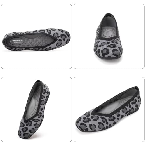 Image of Frank Mully Women Square Toe Flat Shoes Comfortable Knitted Flats | Walking Shoes