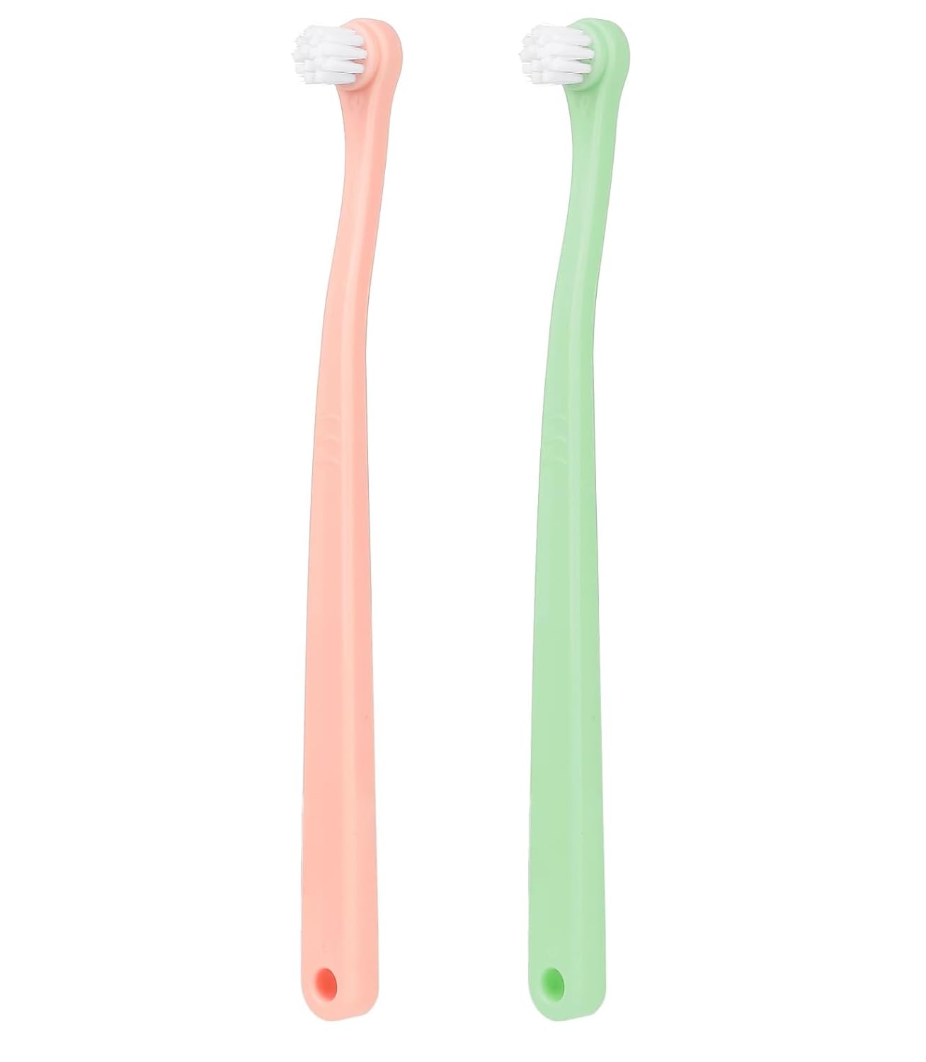 Paquete de 2 cepillos de dientes suaves para mascotas pequeñas, mini cepillo de dientes para perros y gatos con cerdas de nailon suave, cepillo de dientes manual portátil para cachorros