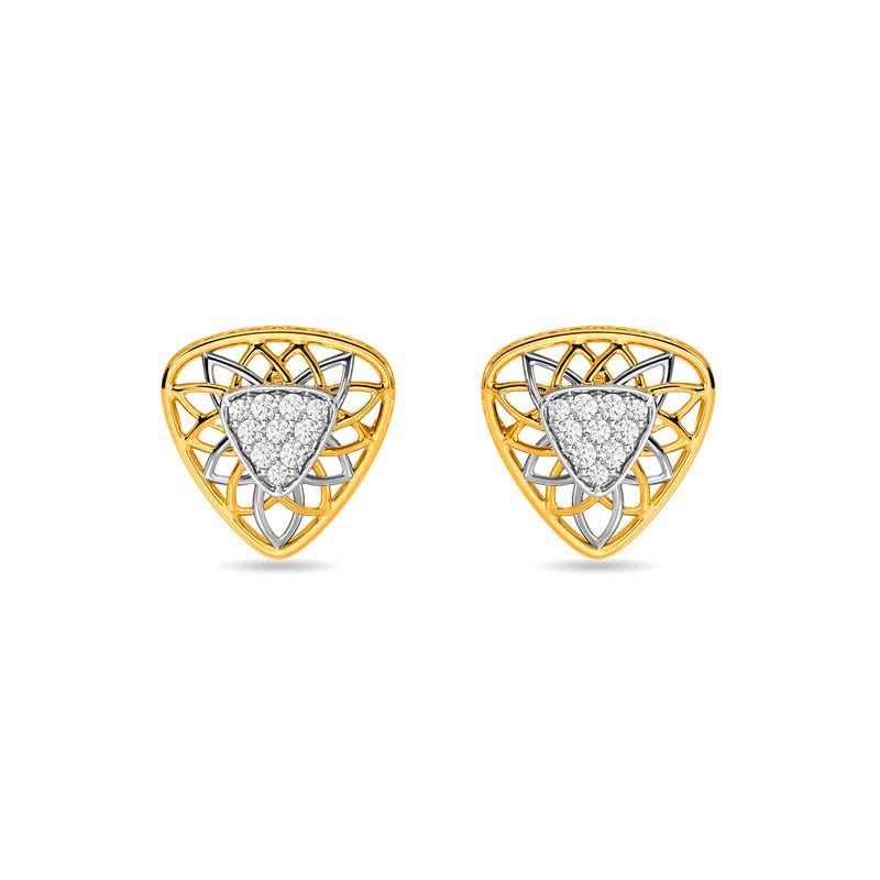 Image of KISNA JEWELS 14KT|18KT BIS Hallmark Pure Gold and Diamond Stud Earrings For Women with Screw Back clouser