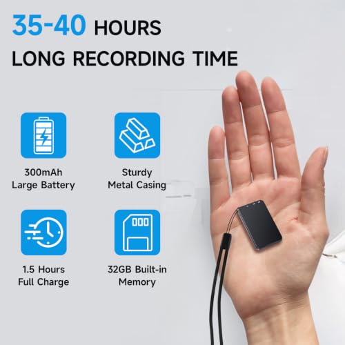 MINI Metal Voice Recorder, Vandlion V15 HD Clear Recording Device 32GB - Image 3