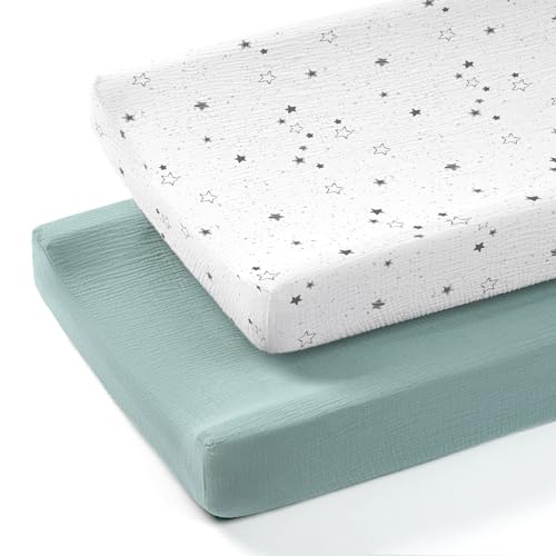 Image of Termichy Muslin Changing Pad Covers: Baby Diaper Changing Table Covers - Changing Pad Sheets for Boys Girls