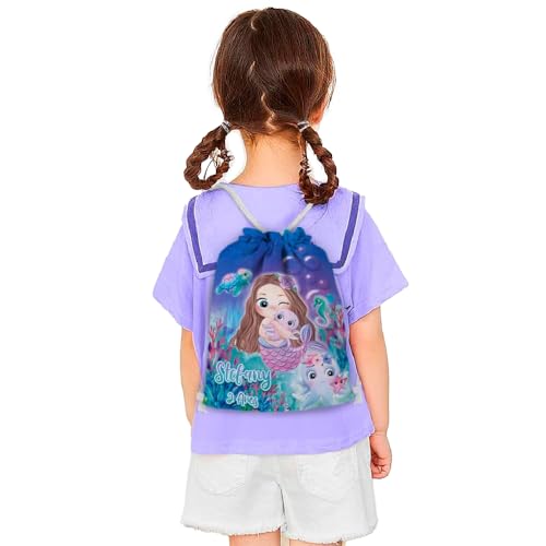 Mochilinha Bag Infantil Personalizado com Nome e Idade Sereia Fundo do Mar (Mochilinha 20x30, Unidades, 01)