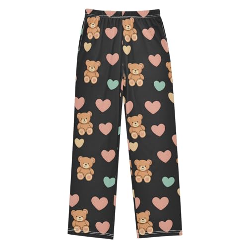 Pajama Pants Bear Heart Pattern Long Sleep Pants Lounge Bottoms