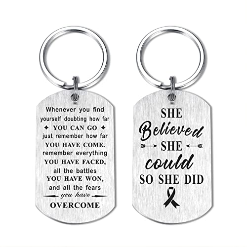 DEGASKEN Inspirational Gifts for Women Keychain Cancer Survivor Awareness Quotes, She Believed She Could So She Did