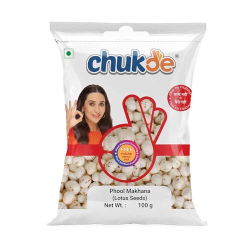 Image of Chukde Roasted Phool Makhana - Fox Nuts - 200 Gram (100 Gm x 2) Low-Calorie, Rich in Protein, Antioxidants, and Heart-Healthy Snack. Ideal for Sabzi, Kheer, Pilaf, and Curries.
