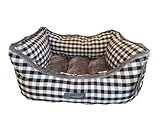 NANDOG Pet Gear Reversible Black & White Checkered Dog Cat Bed for Small to Medium Size Breeds