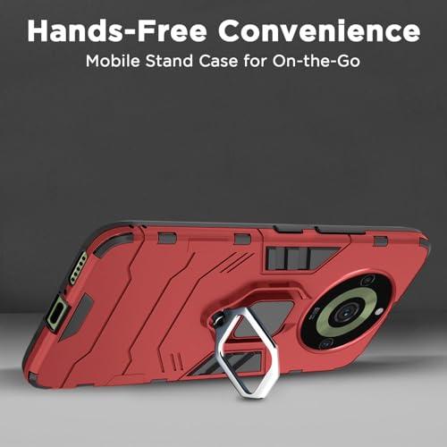 Image of Pikkme Back Cover for Realme 11 Pro /Pro Plus 5G | 360 Protection | Ring Holder | Kickstand | Tough Armor Case (Red)