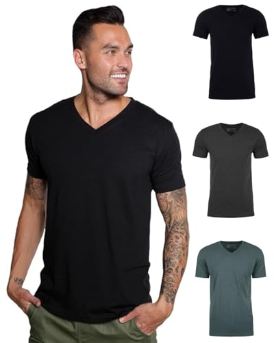 Image of Men's V-Neck T-Shirt Fitted Short Sleeve Soft Cotton Vneck Tees S-2XL