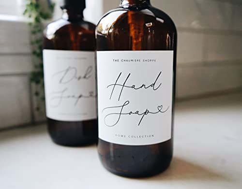 Chaumiere Vintage Farmhouse Soap labels for bottles waterproof Stickers Hand soap Dish soap Shampoo Body wash Labels for Amber Glass & Plastic Bottles - Kitchen Bathroom Mix Pack 6 Pieces 3x3inch