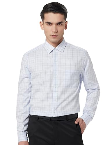Image of Arrow Men Slim fit Cotton Checked Long Sleeves Semi-Cutaway Collar Shirt