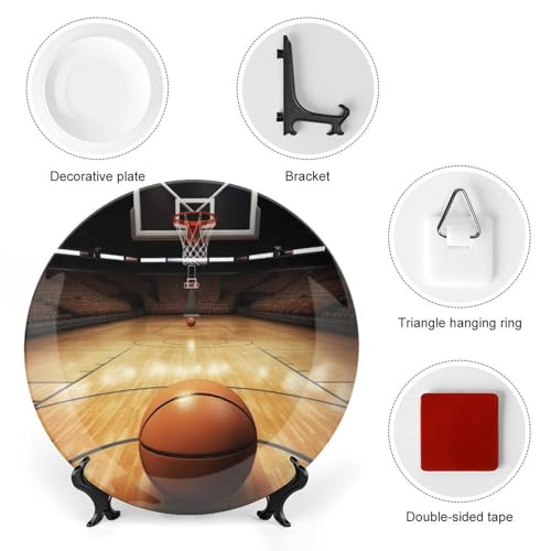 Plato decorativo de porcelana Bone China baloncesto 7 pulg miniatura 3