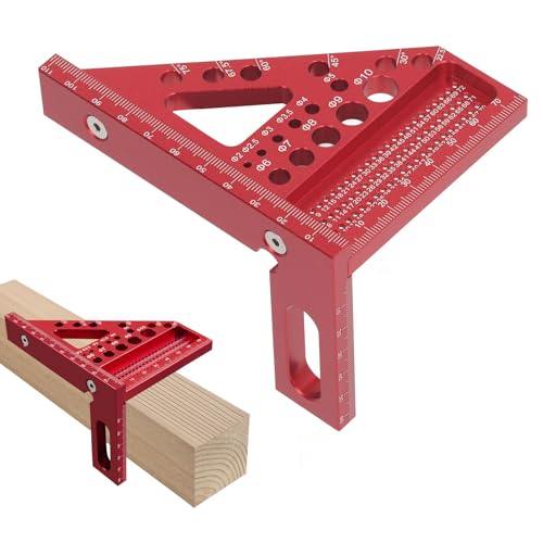 Regla medidora multiángulo 3D aluminio rojo miniatura 7