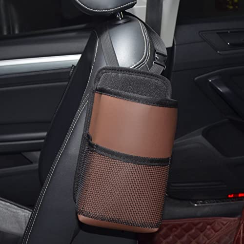 2 in 1 Large Cup Holder 80 oz Auto Water Bottle Holder Bag Bottles & Big Drinks. Hanging Multi-Function Mini Car Seat Side Organizer Phones Stuff Holder with Mesh Pocket for Cars SUV & Truck